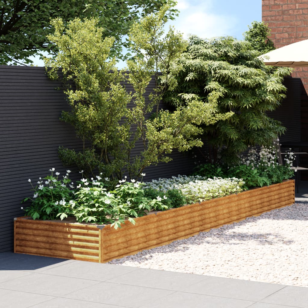 Jardinière surélevée 482x100x36 cm en acier Corten
