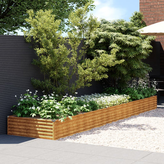 Jardinière surélevée 482x100x36 cm en acier Corten