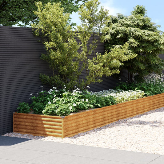 Jardinière surélevée 960x100x36 cm en acier Corten