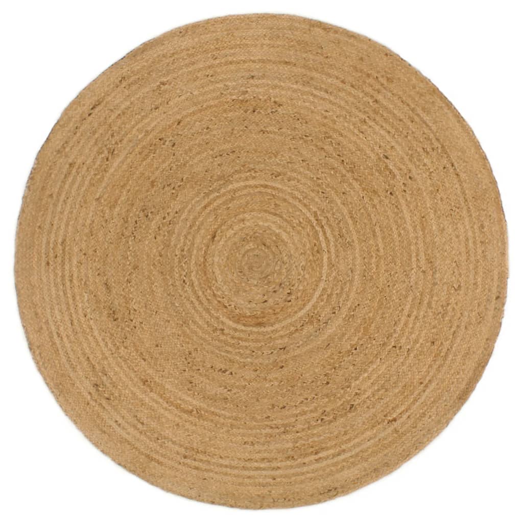 Wendeteppich Geflochten Marineblau und Natur 150 cm Jute Rund