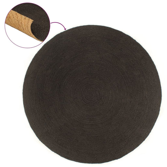 Wendeteppich Geflochten Anthrazit und Natur 90 cm Jute Rund