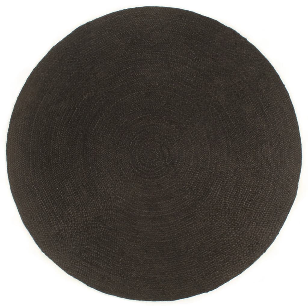 Wendeteppich Geflochten Anthrazit und Natur 120 cm Jute Rund