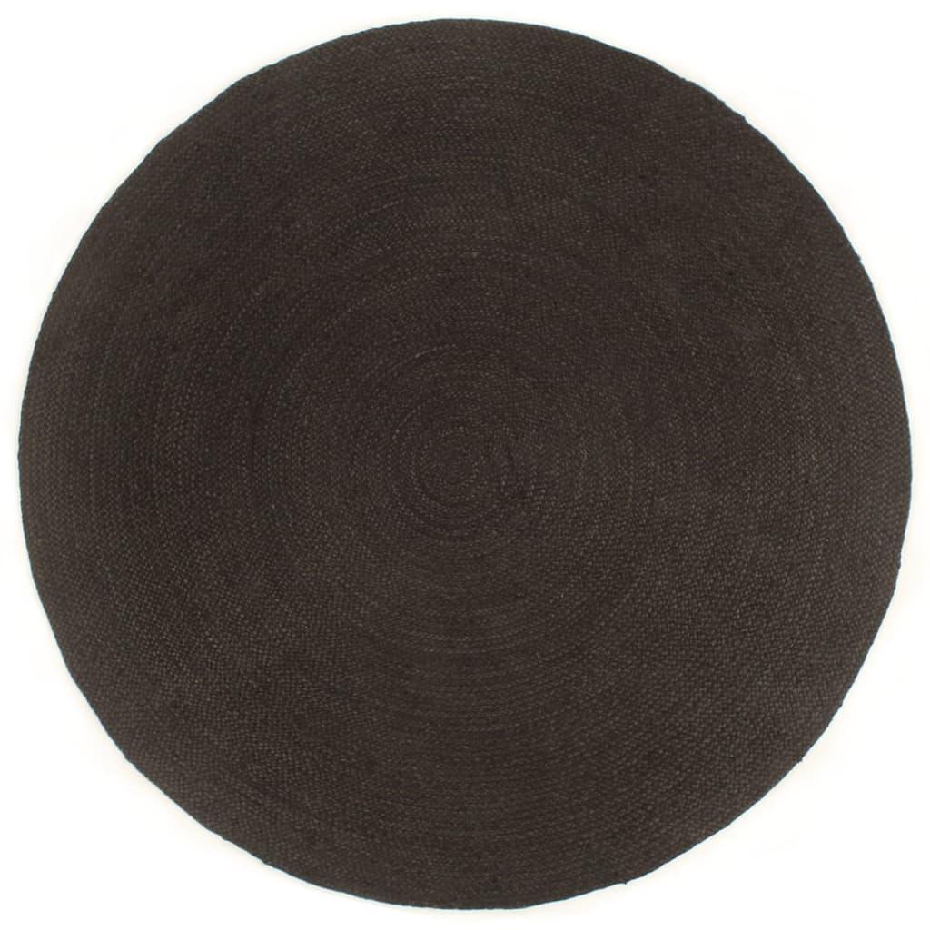 Wendeteppich Geflochten Anthrazit und Natur 150 cm Jute Rund