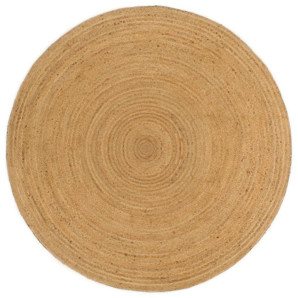 Wendeteppich Geflochten Anthrazit und Natur 150 cm Jute Rund