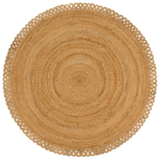 Teppich Geflochten mit Wellenrand 120 cm Jute Rund