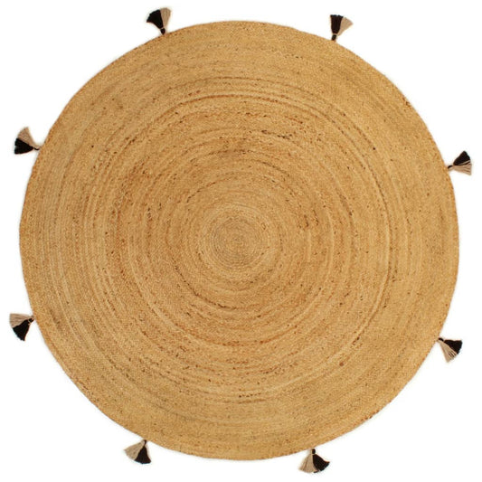 Teppich Geflochten mit Quasten 180 cm Jute Rund