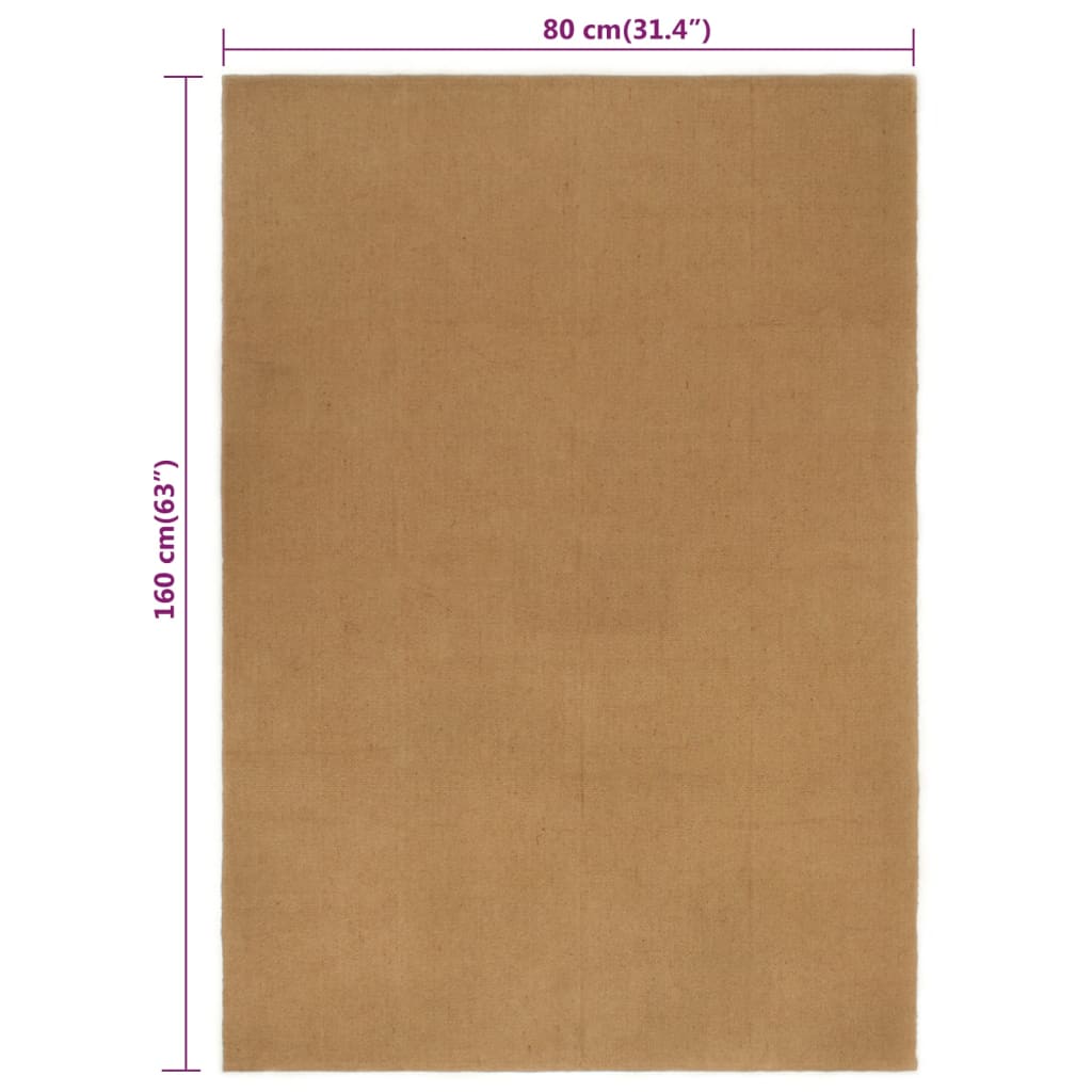 Teppich 80x160 cm Jute Rechteckig