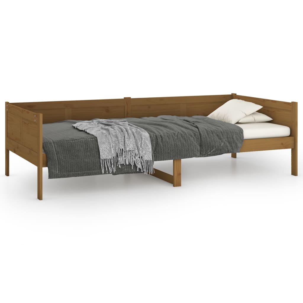 Lit de repos en pin massif marron miel 80x200 cm