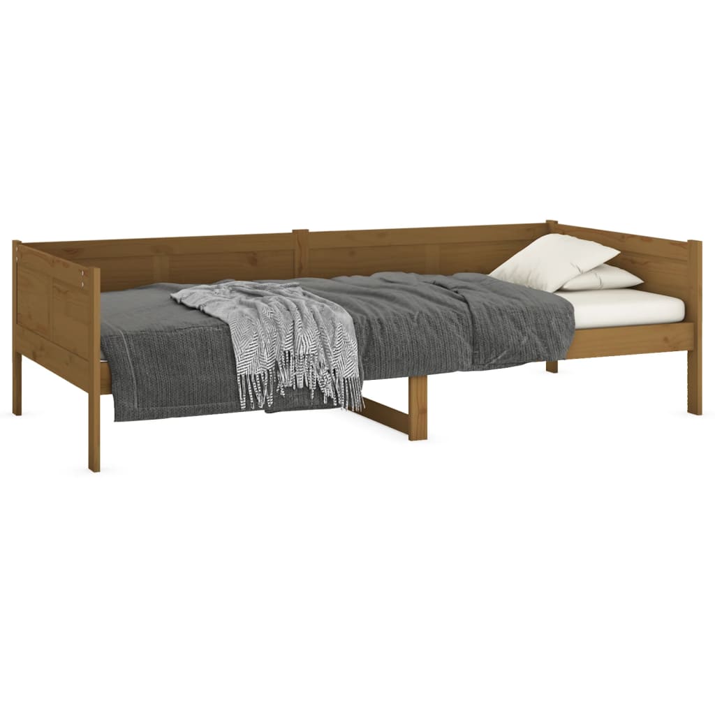 Lit de repos en pin massif marron miel 80x200 cm