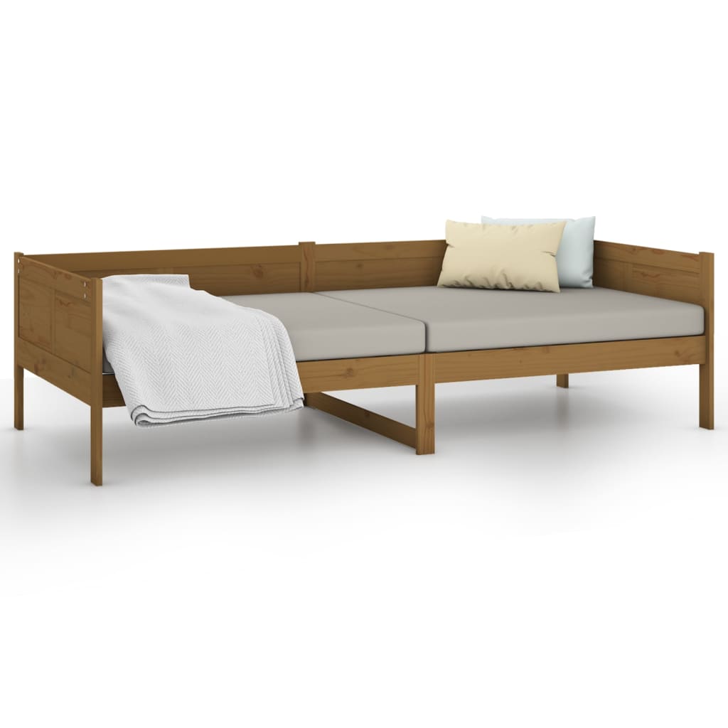 Lit de repos en pin massif marron miel 80x200 cm