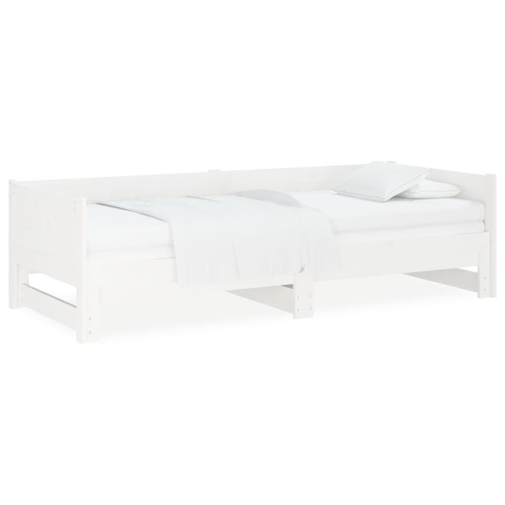 Lit de repos extensible en pin massif blanc 2x(80x200) cm