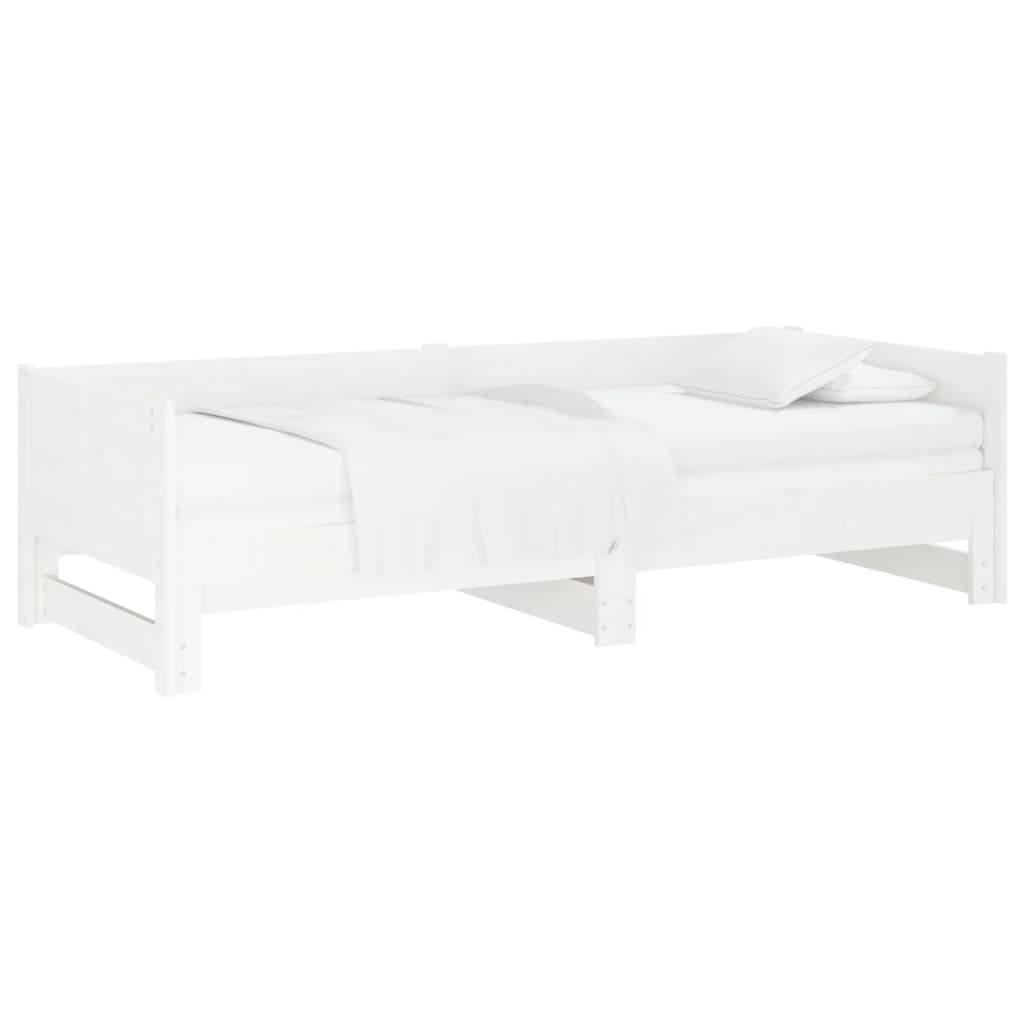 Lit de repos extensible en pin massif blanc 2x(80x200) cm