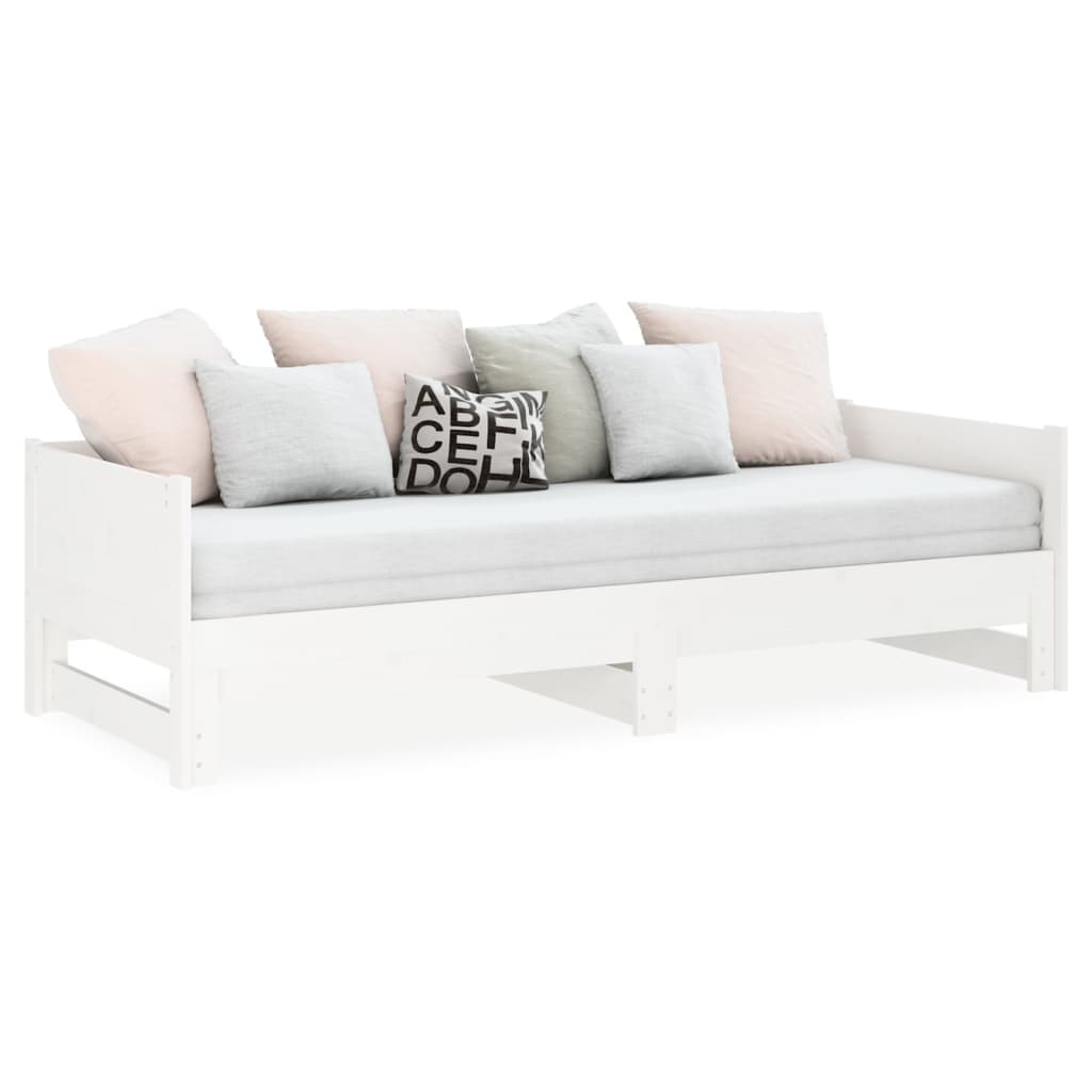 Lit de repos extensible en pin massif blanc 2x(80x200) cm