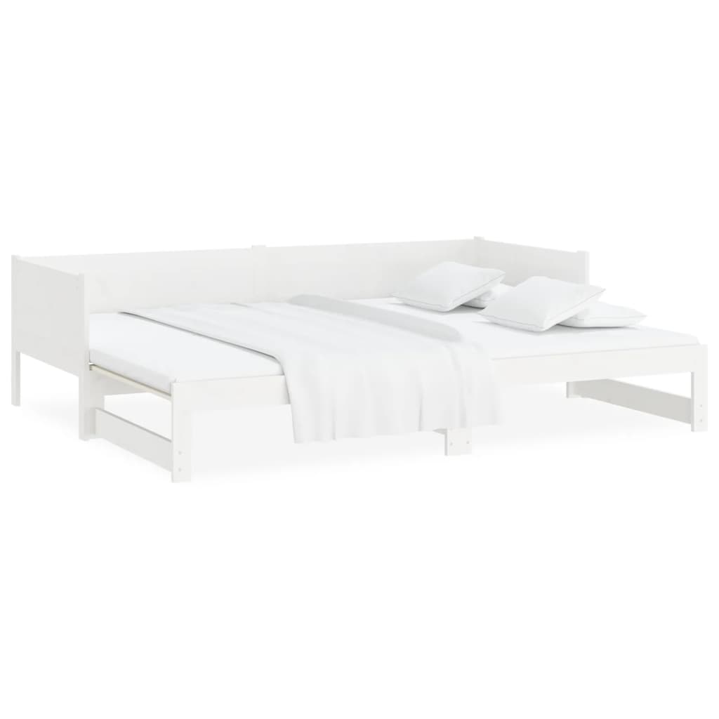 Lit de repos extensible en pin massif blanc 2x(80x200) cm