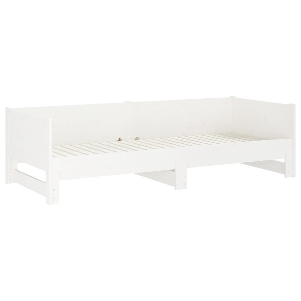 Lit de repos extensible en pin massif blanc 2x(80x200) cm