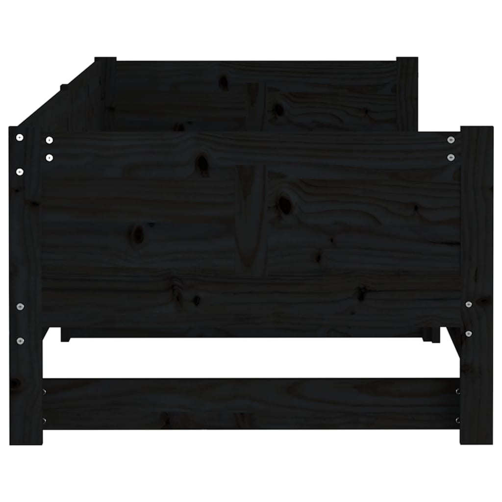 Lit de repos extensible en bois de pin massif noir 2x(80x200) cm