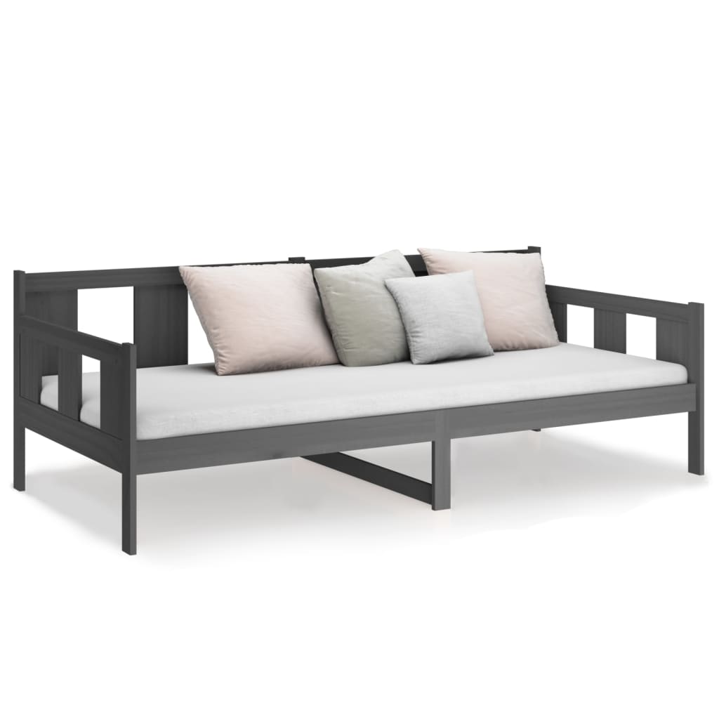 Lit de repos en bois de pin massif gris 80x200 cm