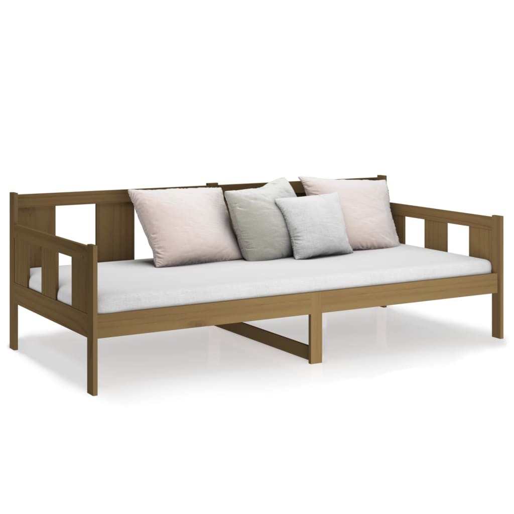 Lit de repos en pin massif marron miel 90x190 cm