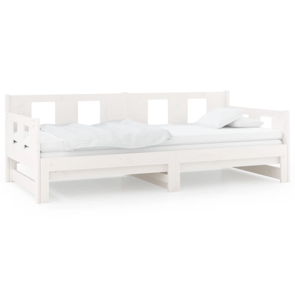 Lit de repos extensible en pin massif blanc 2x(90x200) cm