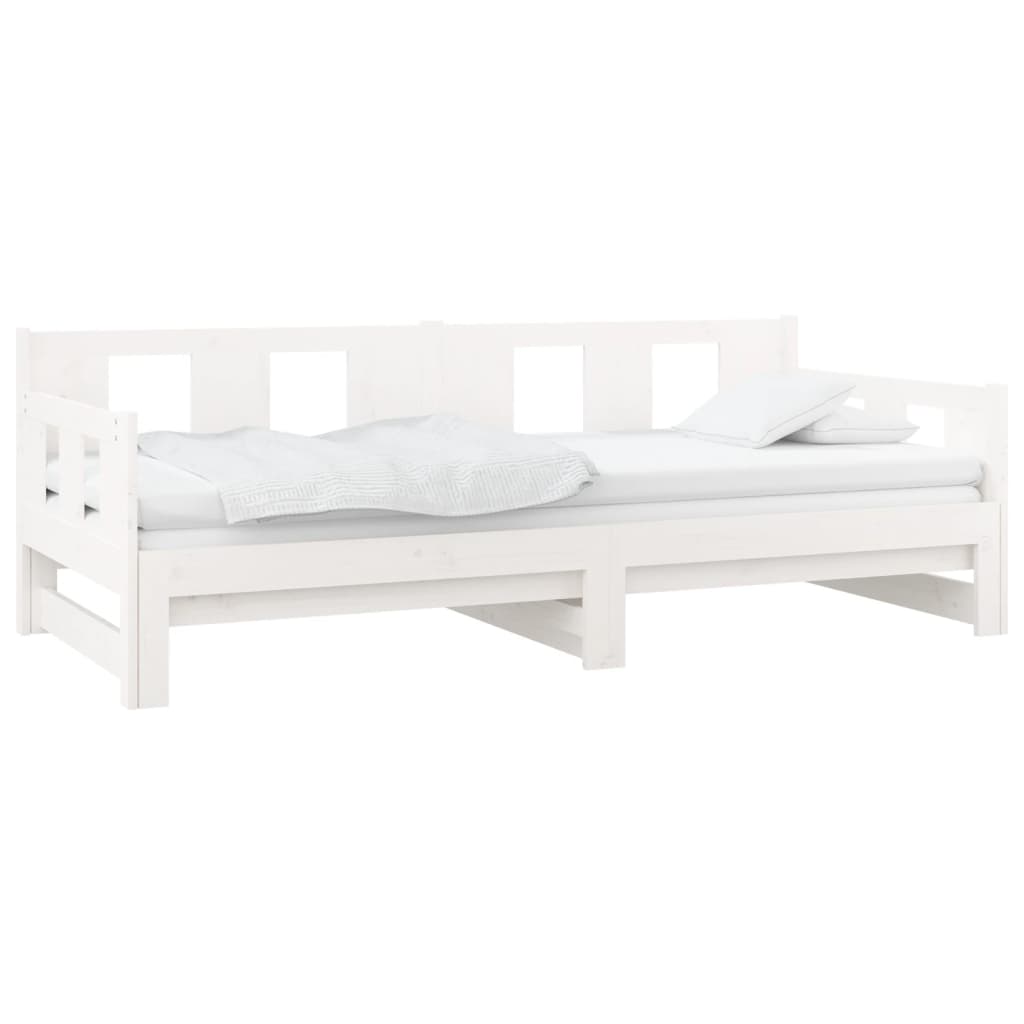 Lit de repos extensible en pin massif blanc 2x(90x200) cm