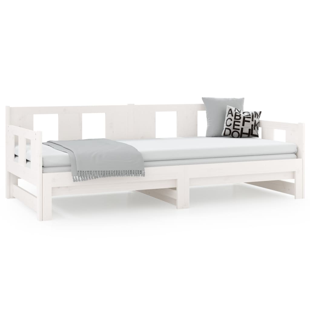 Lit de repos extensible en pin massif blanc 2x(90x200) cm