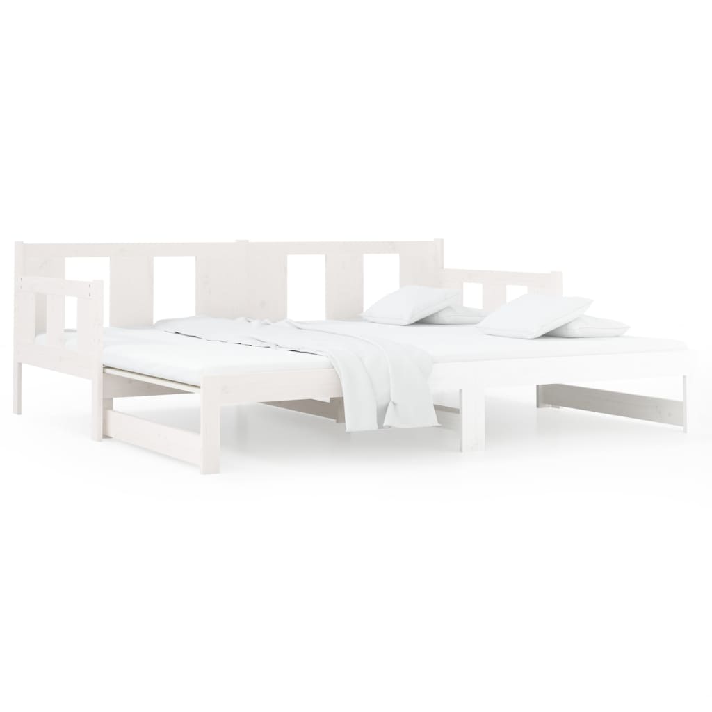 Lit de repos extensible en pin massif blanc 2x(90x200) cm