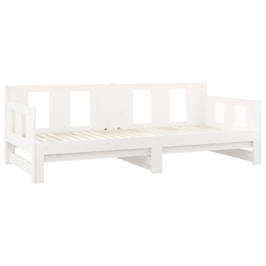 Lit de repos extensible en pin massif blanc 2x(90x200) cm