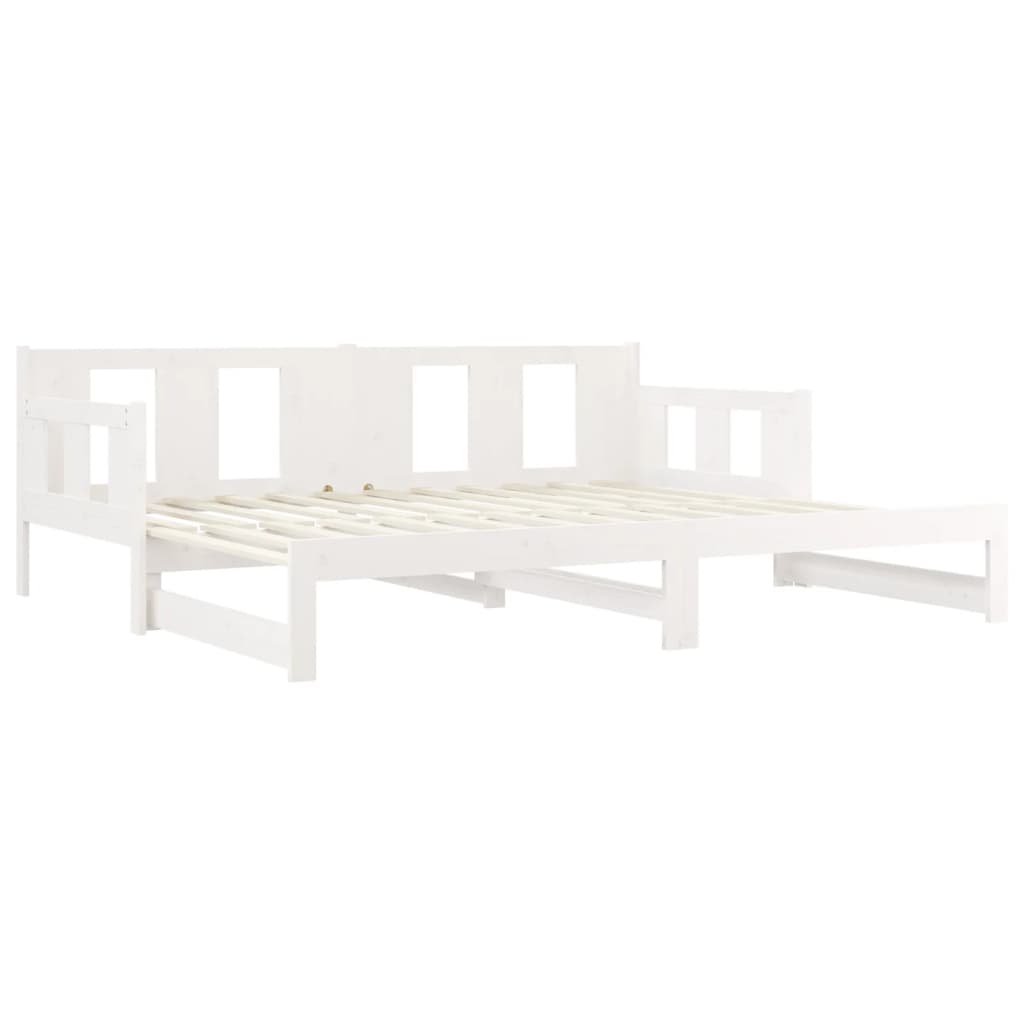 Lit de repos extensible en pin massif blanc 2x(90x200) cm