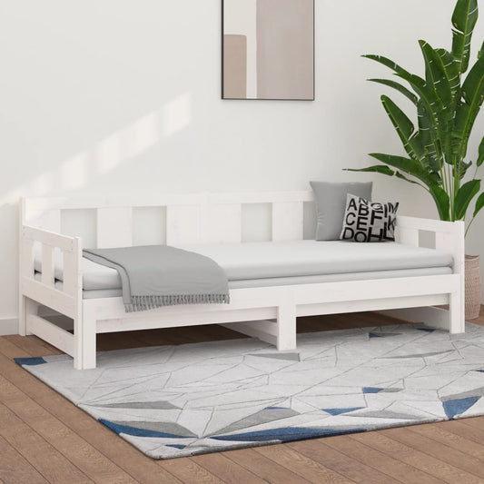 Lit de repos extensible en pin massif blanc 2x(90x200) cm