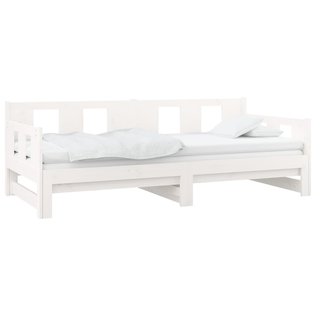 Lit de repos extensible en pin massif blanc 2x(80x200) cm