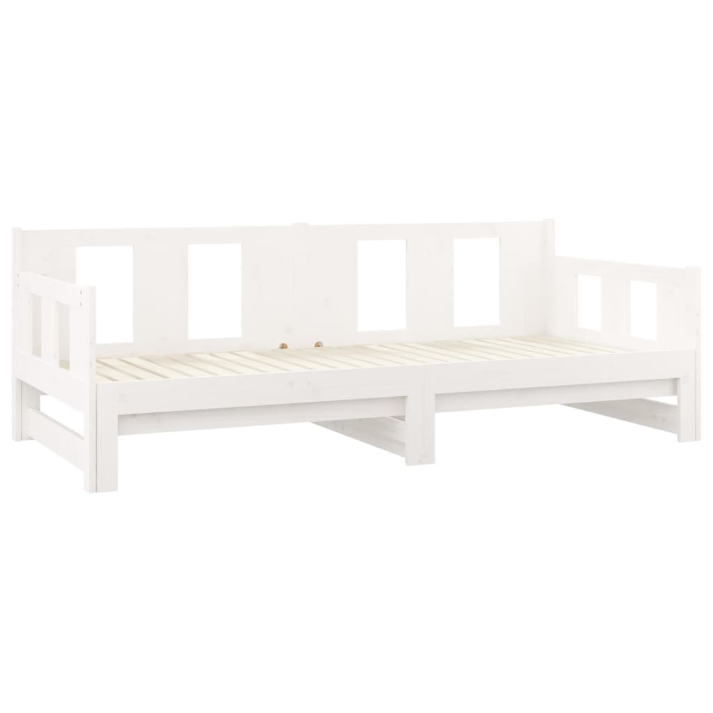 Lit de repos extensible en pin massif blanc 2x(80x200) cm