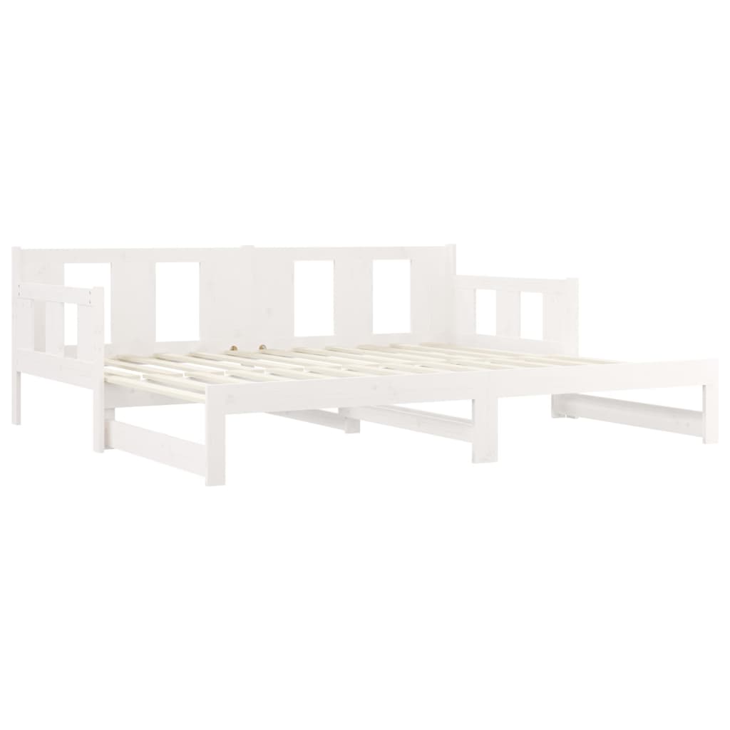 Lit de repos extensible en pin massif blanc 2x(80x200) cm