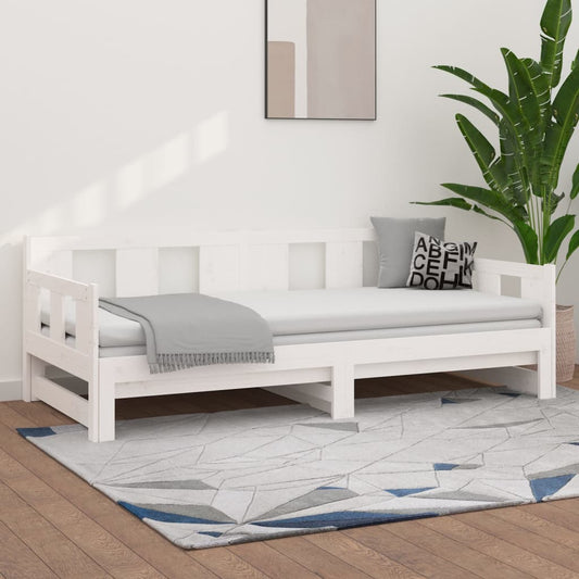 Lit de repos extensible en pin massif blanc 2x(80x200) cm