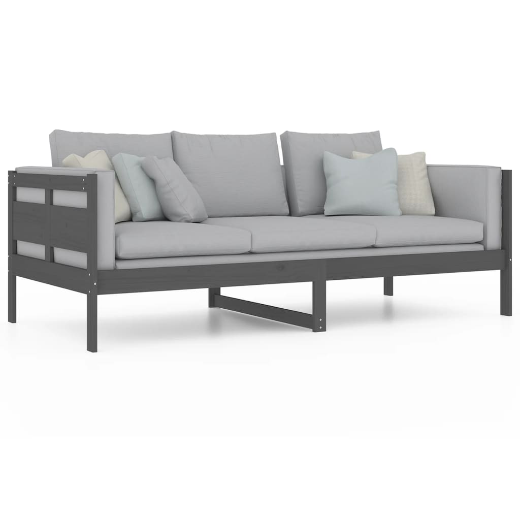 Lit de repos en pin massif gris 90x200 cm