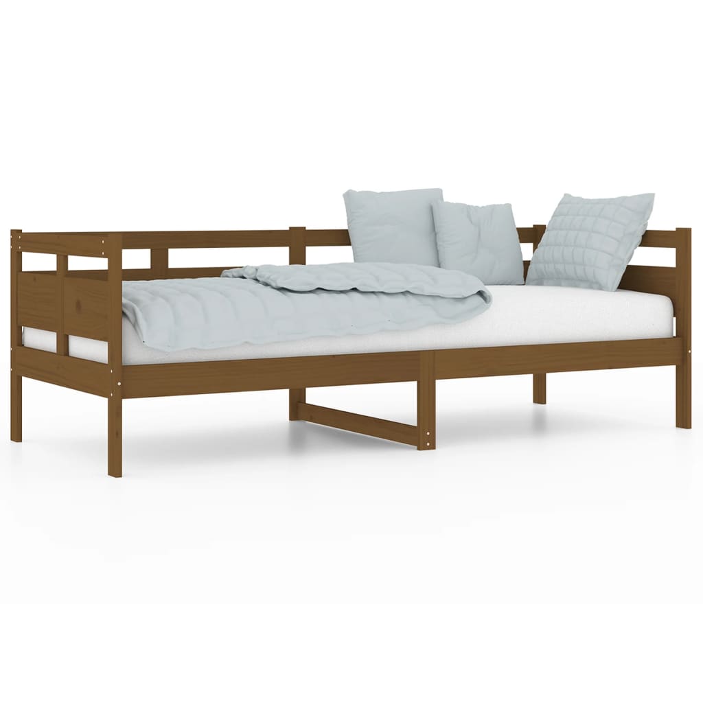 Lit de repos en pin massif marron miel 80x200 cm