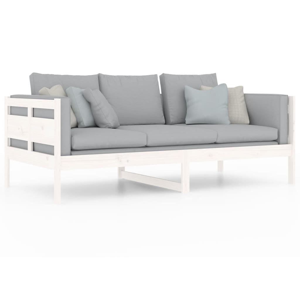 Lit de repos en pin massif blanc 90x190 cm