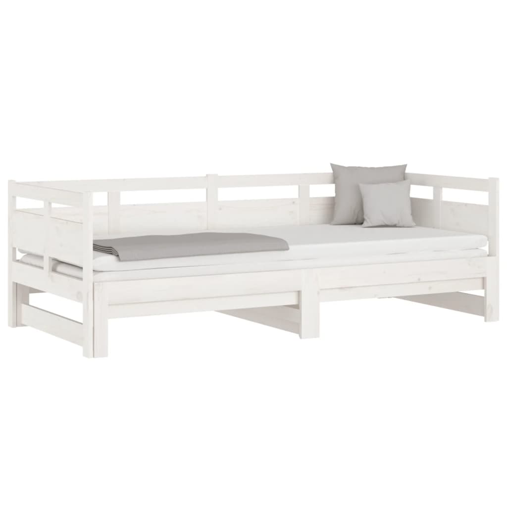 Lit de repos extensible en pin massif blanc 2x(90x200) cm