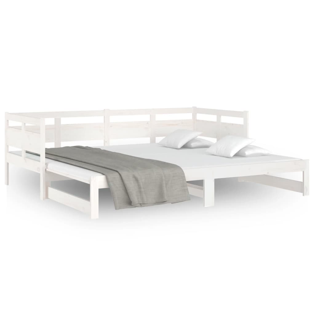 Lit de repos extensible en pin massif blanc 2x(90x200) cm