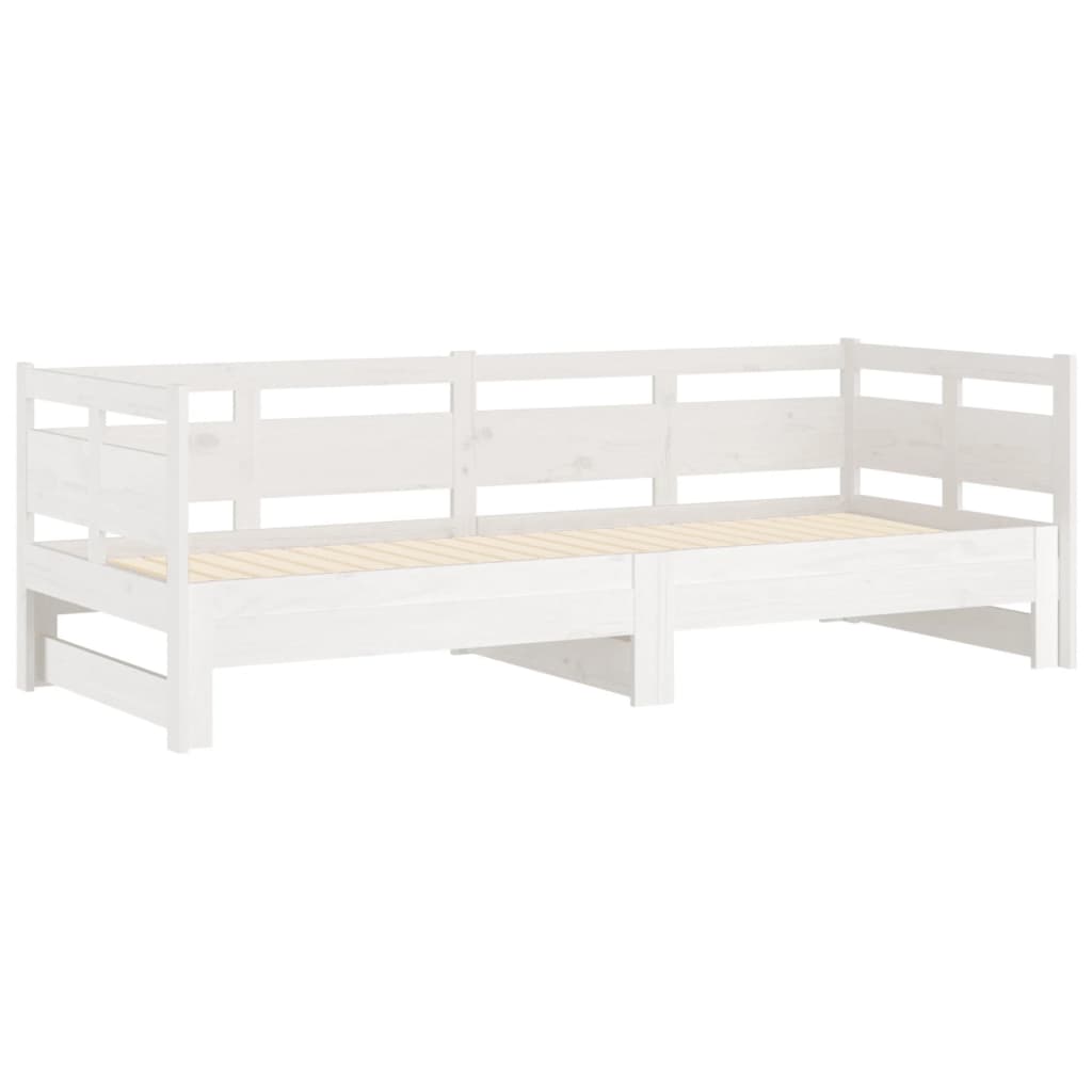 Lit de repos extensible en pin massif blanc 2x(90x200) cm