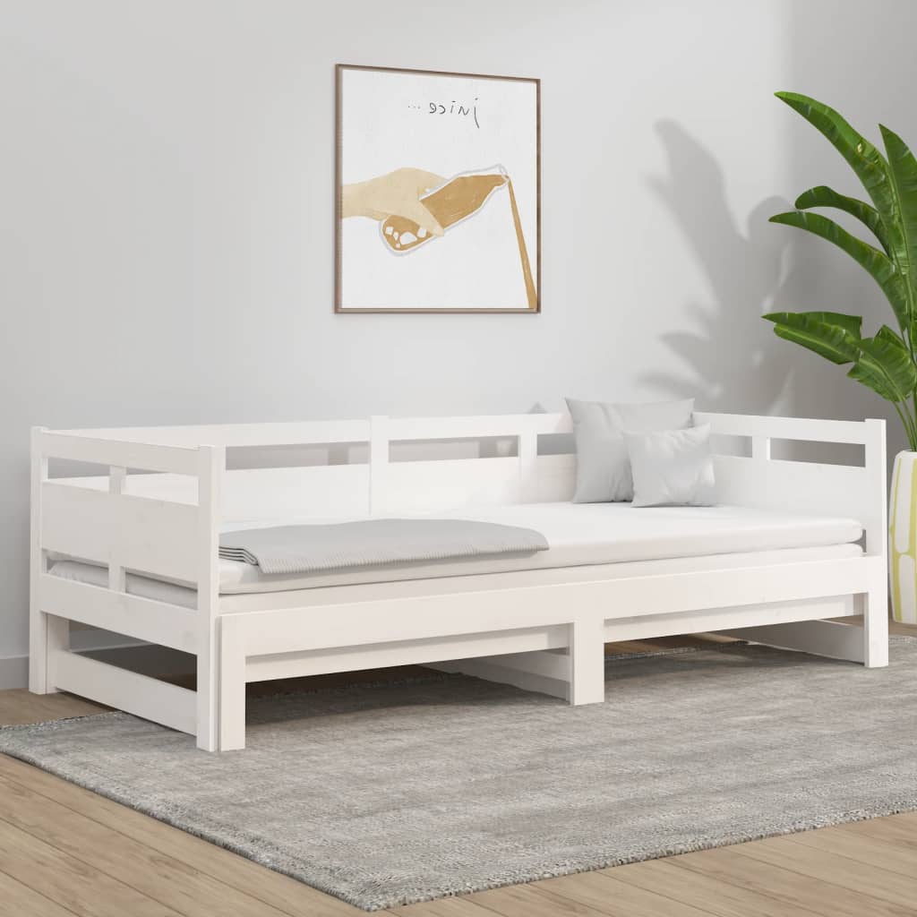 Lit de repos extensible en pin massif blanc 2x(90x200) cm