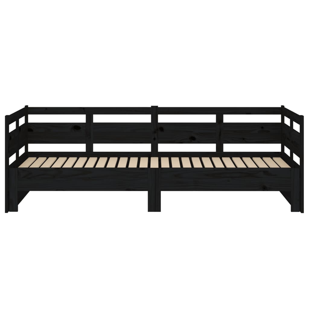 Lit de repos extensible en pin massif noir 2x(80x200) cm