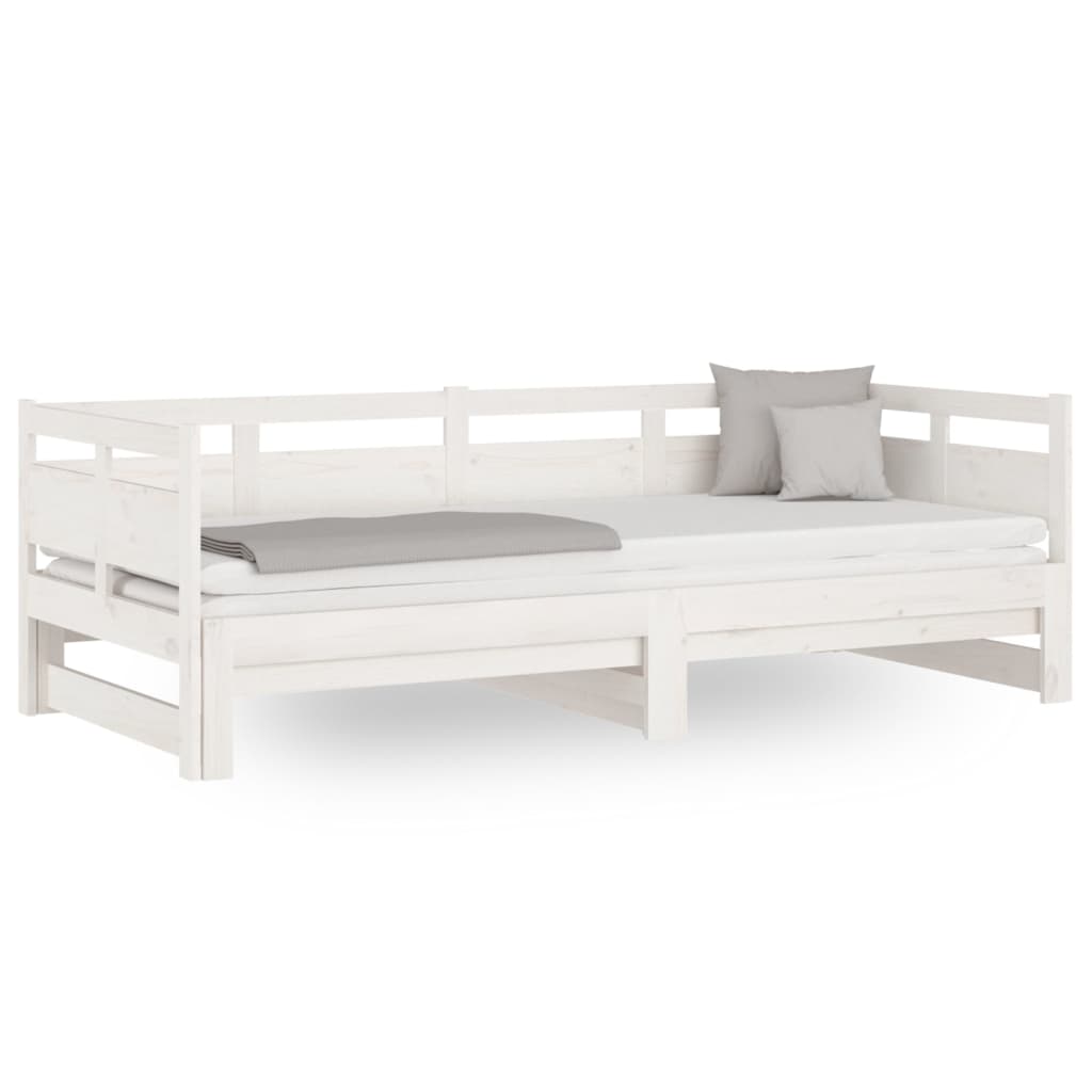 Lit de repos extensible en pin massif blanc 2x(90x190) cm