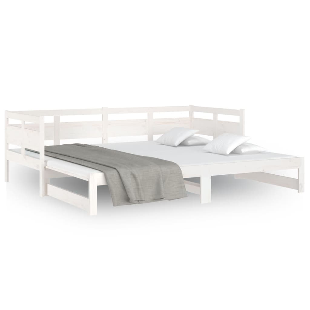 Lit de repos extensible en pin massif blanc 2x(90x190) cm