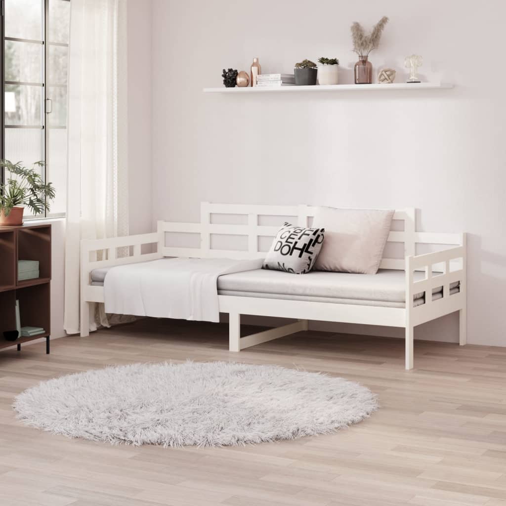 Lit de repos en pin massif blanc 90x200 cm