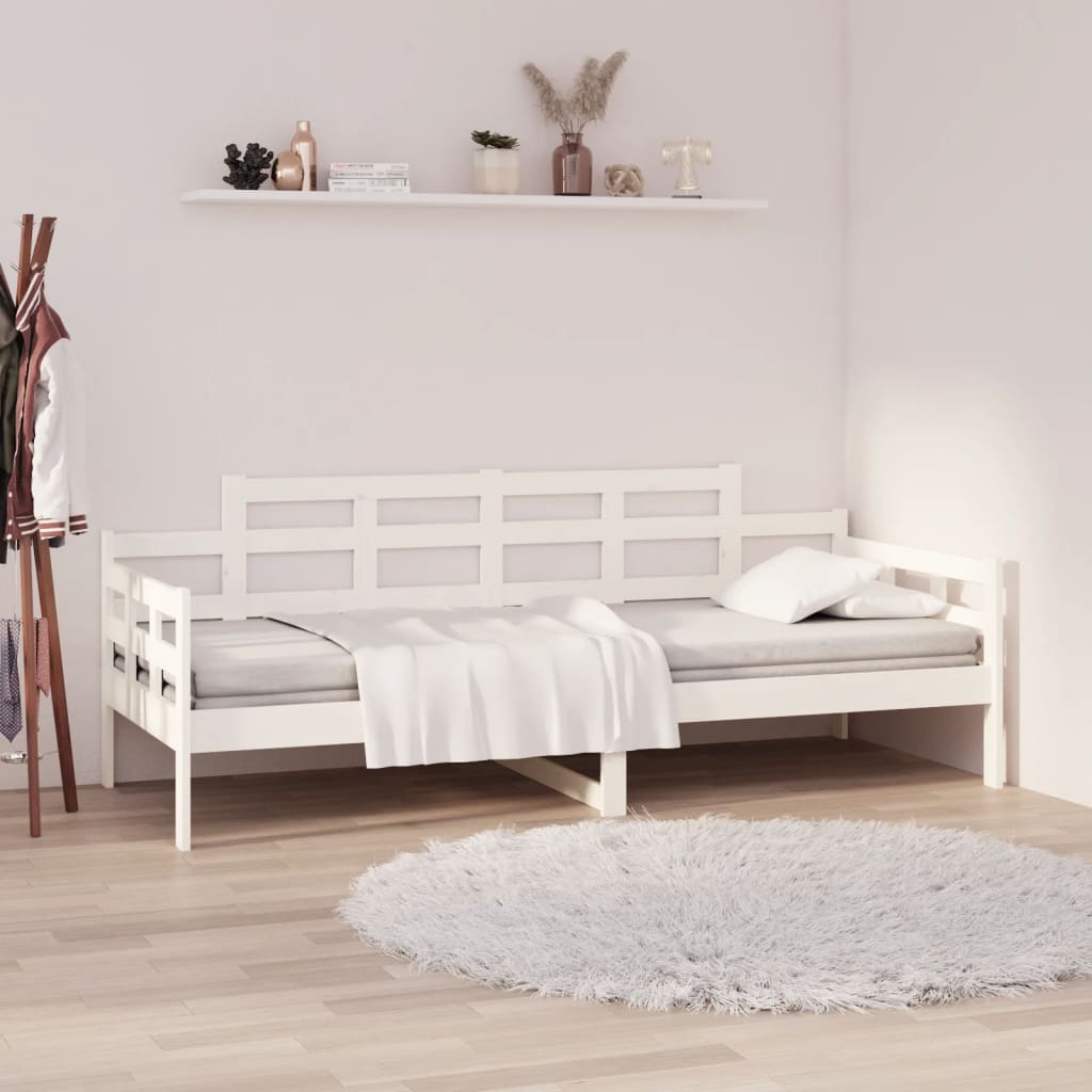 Lit de repos en pin massif blanc 90x200 cm