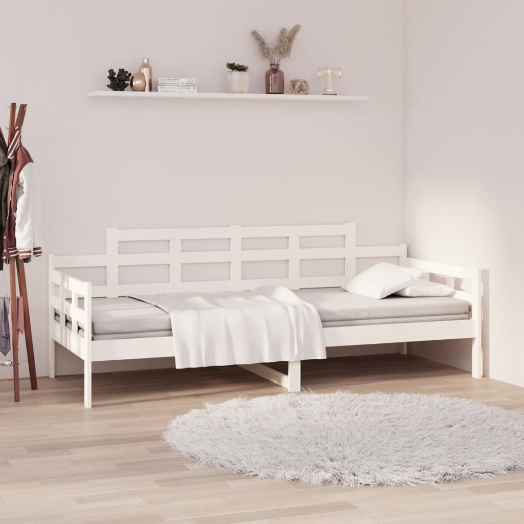 Lit de repos en pin massif blanc 80x200 cm