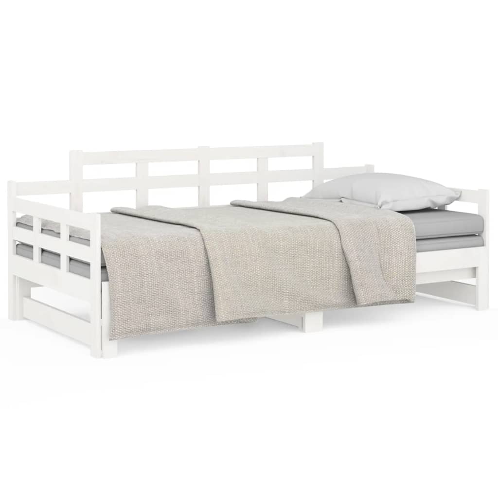 Lit de repos extensible en pin massif blanc 2x(90x200) cm