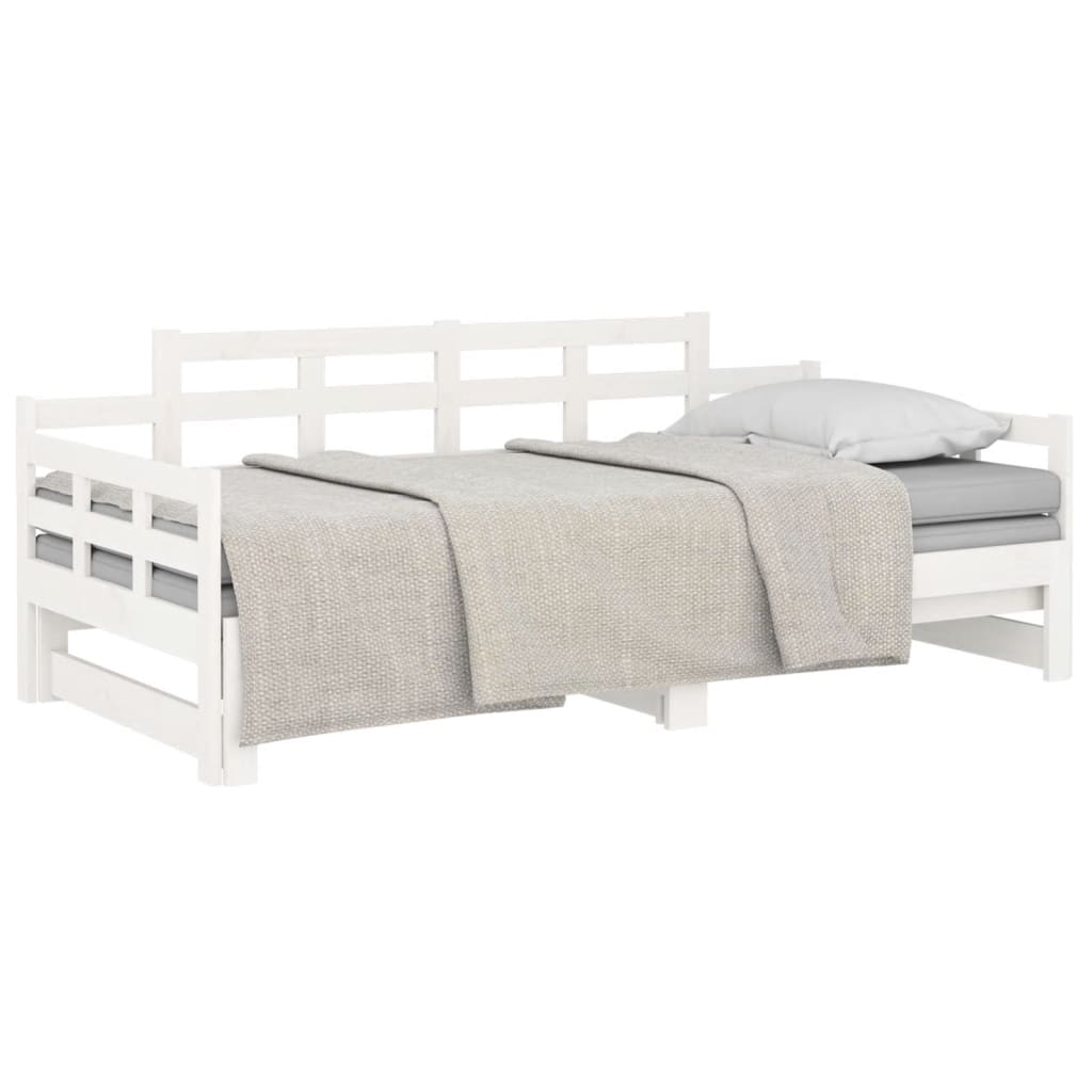 Lit de repos extensible en pin massif blanc 2x(90x200) cm