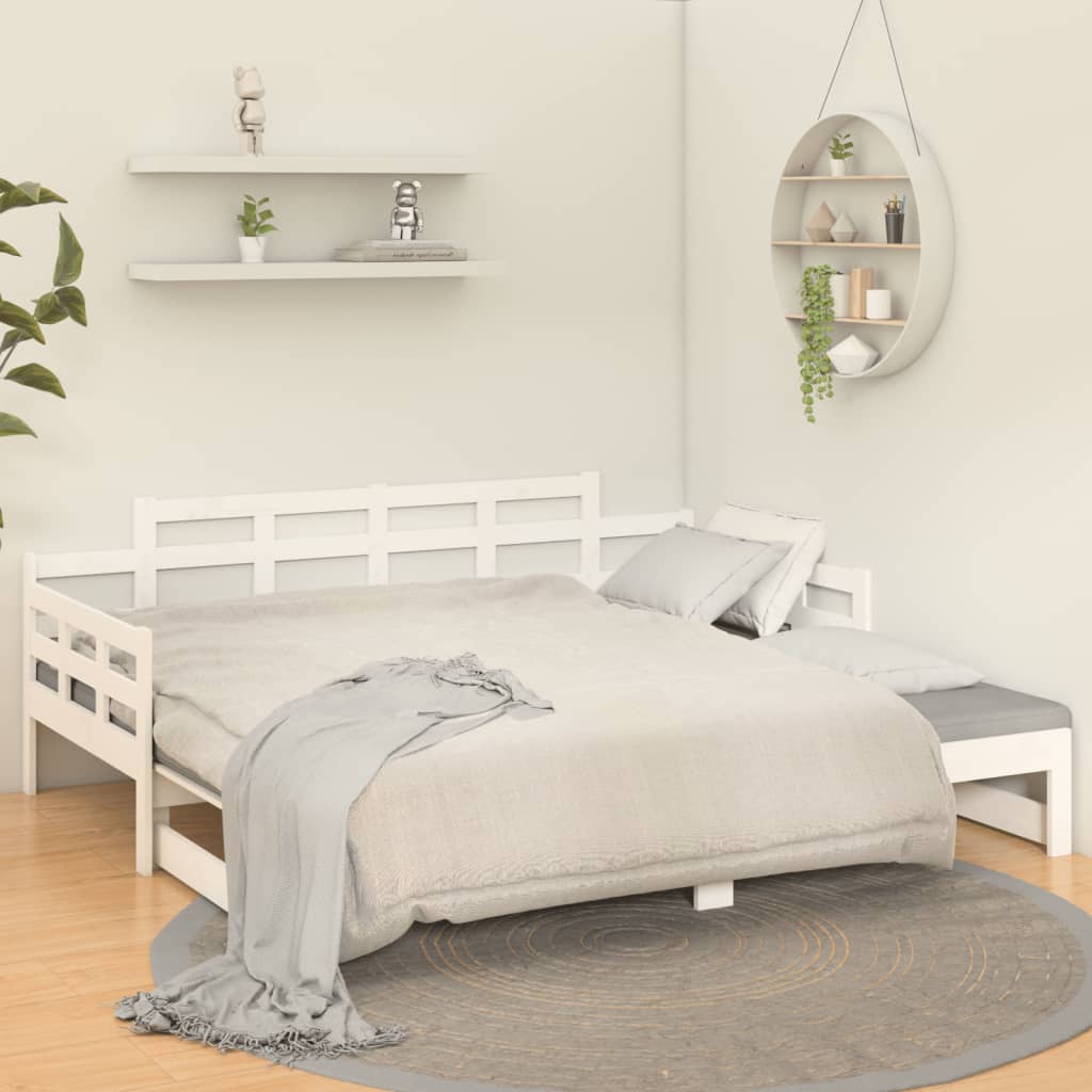 Lit de repos extensible en pin massif blanc 2x(90x200) cm