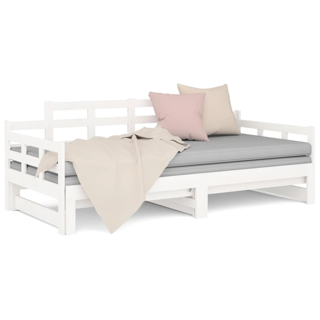 Lit de repos extensible en pin massif blanc 2x(90x200) cm